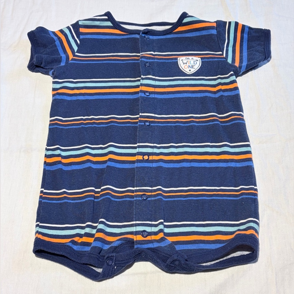 Carter’s Striped Blue and Orange Kids One Piece Romper